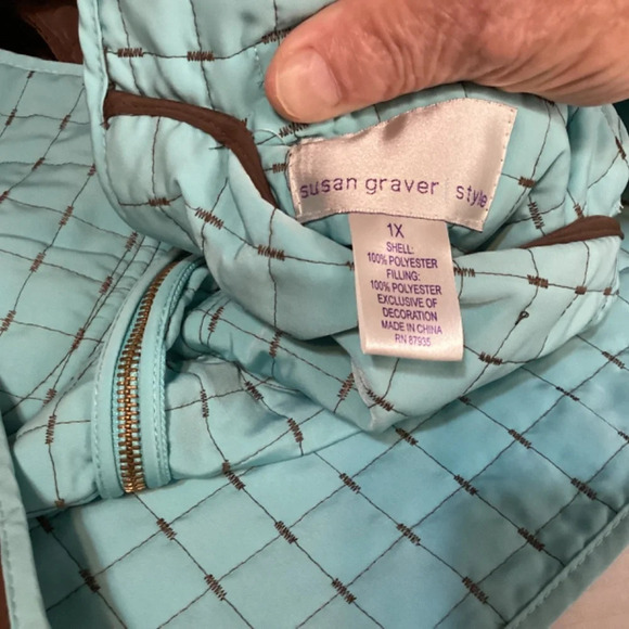 Susan Graver jacket Sz 1X reversible quilted brown & turquoise unique … - Picture 11 of 12